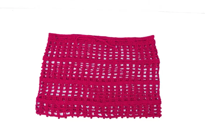 Saia de crochê rosa pink