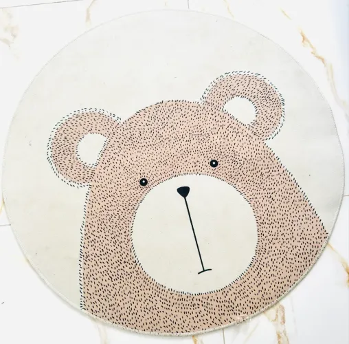 Tapete Infantil Redondo Ursinho 90cm - Decorativo para Quarto de Bebê
