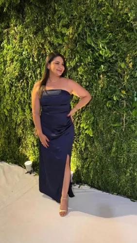 Vestido Longo Azul-Marinho R Vinte Tam. G - Usado 1x + Echarpe de Brinde ?<br>