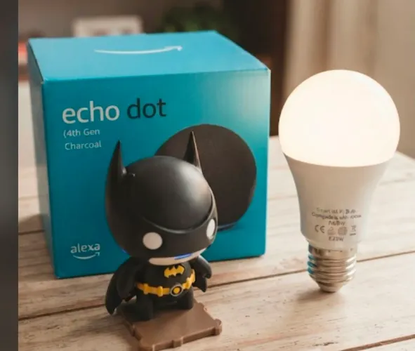 Alexa com caixa completa (acompanha suporte e lâmpada compatível)