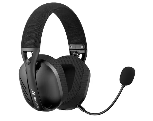 Fone de ouvido gamer Havit Fuxi-H3 Preto, sem fio, wireless 2.4GHz, Bluetooth, cabo USB-C