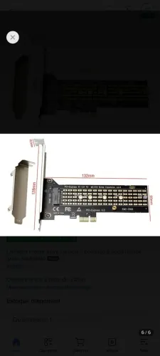 Placa pci-e X1 adaptador para ssd M2 Nvme 4.0/3.0 EM2-5106