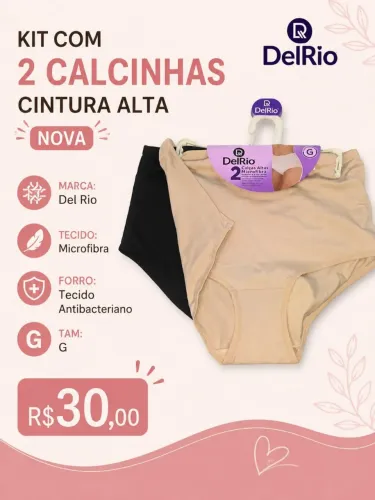 Kit c/ 2 calcinha cintura alta $30,00