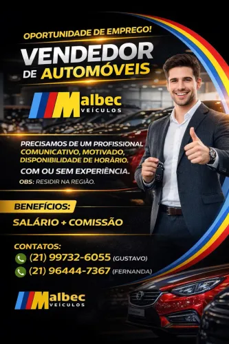 VAGA VENDEDOR DE AUTOMÓVEIS 