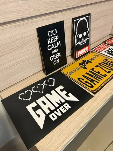 Kit 6 Quadros Decorativos Gamer MDF - Temática Geek/Games