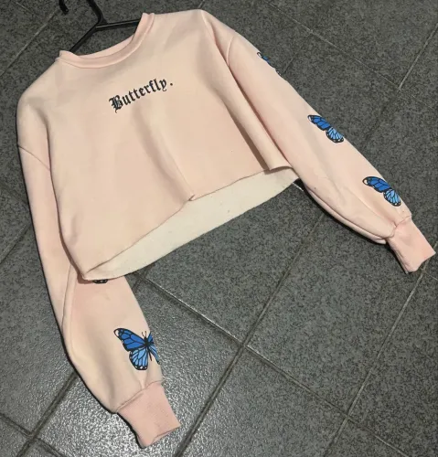 Cropped Manga Longa Butterfly 