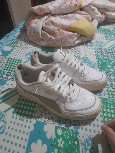 Tênis Puma Original Nº 45 Branco e Verde - Conservado