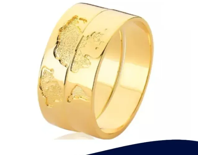 Alianças Ouro 18 Kilates Mapa Mund Casamento Peso 7 Gramas Maciça