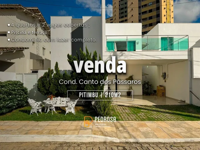 Casa em condomínio à venda com 210 m2 - 4 quartos - no bairro de Pitimbu/Natal - 2 vagas