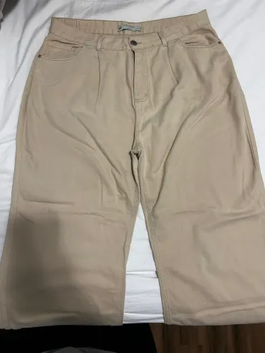 Calça wide leg bege - 48