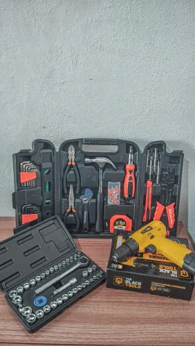 Kit Maleta de ferramentas + Jogo Chave Soquete + Parafusadeira/Furadeira