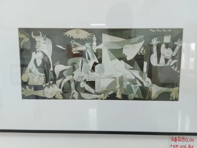 Quadro Picasso "Guernica" - Moldura Alumínio e Paspatur (58x36cm)