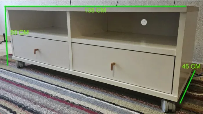 Rack branco Tok Stok Com 2 Gavetas E Rodinhas 135cm SALA TV