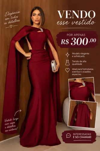 Vestido de festa Marsala TAM M