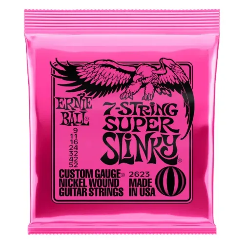 Encordoamento Ernie Ball Super Slinky 7 string Nickel 2623 - 7 Cordas