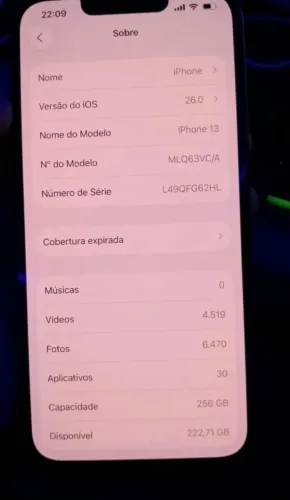 Iphone 13 bypass 256 gb 79% troco ou vendo