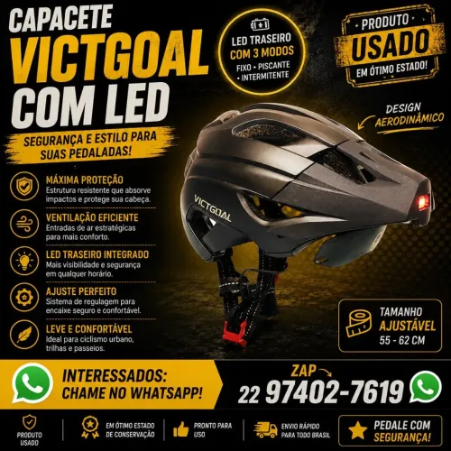 Capacete ciclismo victgoal com led