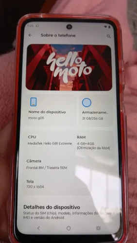Motorola G05 256 gigas de memória novo com capinha inclusa