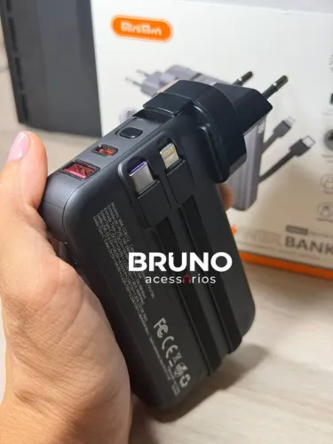 Carregador portátil power bank 4 em 1 com tomada integrada