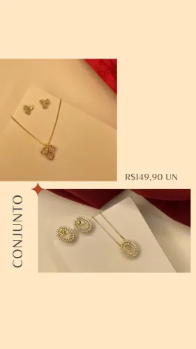 Semijoias brinco, colar e pulseira