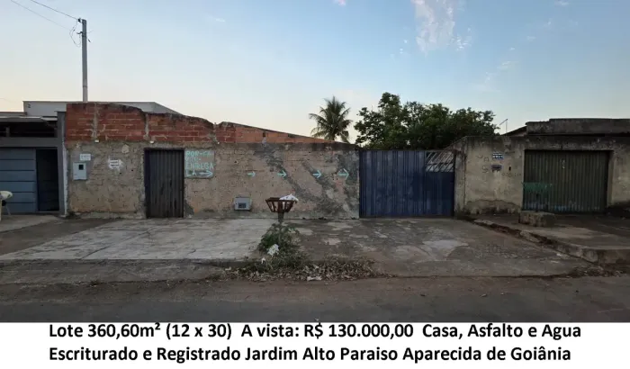 Leia a descrição: Lote 360,60m² (Casa, Asfalto e Agua) Jardim Alto Paraiso