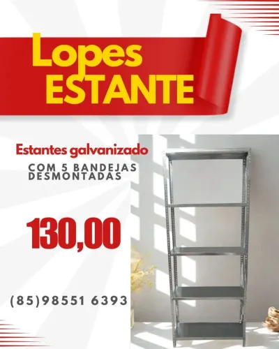 ESTANTE DE AÇO GALVANIZADO ANTI FERRUGEM (FÁBRICA)