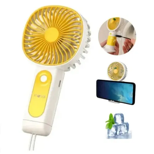 Mini Ventilador Portátil Recarregável com Suporte para Celular 