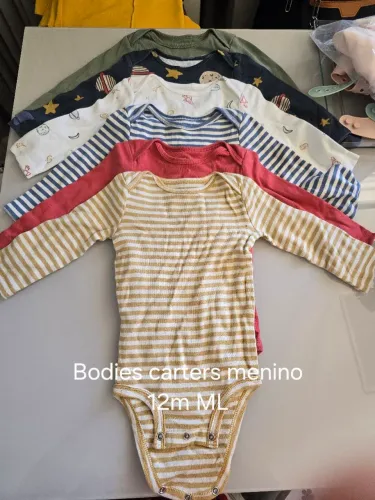 6 bodies carters menino 12m manga longa