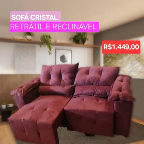 PROMOÇÃO URGENTE - Sofá RETRÁTIL RECLINÁVEL Direto da Fábrica Vinho