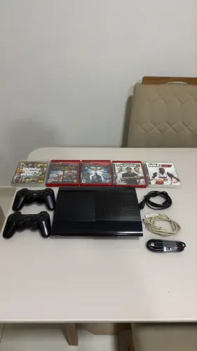 Ps3 SuperSlim 500Gb 10 jogos Pego troca passo cartão