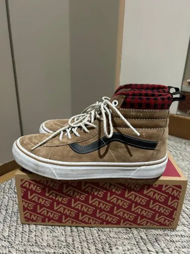 Vans sk8-hi mte-1 plaid brown black.