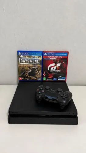 PS4 SLIM COM 2 JOGOS + 1 CONTROLE