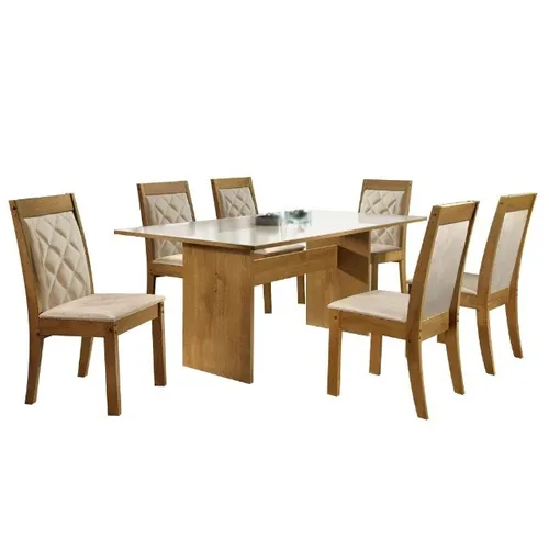 Mesa C/vidro Dakota 1.60x0.80 C/ 6cad - Frete Grátis - 10x S/ Juros - Receba Hoje