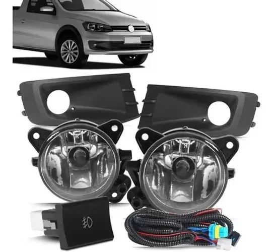 Kit Farol Milha Auxiliar Neblina Moldura Preta Vw Saveiro G6