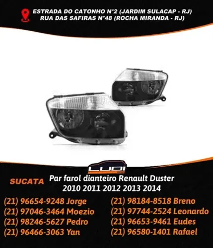 Par farol dianteiro Renault Duster 2010 à 2014