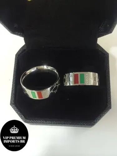 Aliança gucci o par com duplo banho em ouro 18 k