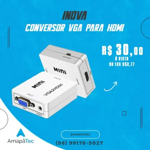 Conversor de Vídeo e Áudio VGA para Hdmi Inova