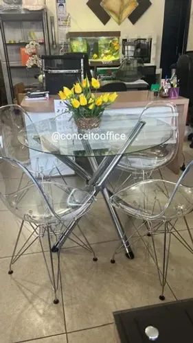 Conjunto de Mesa Vidro 6mm 90cm