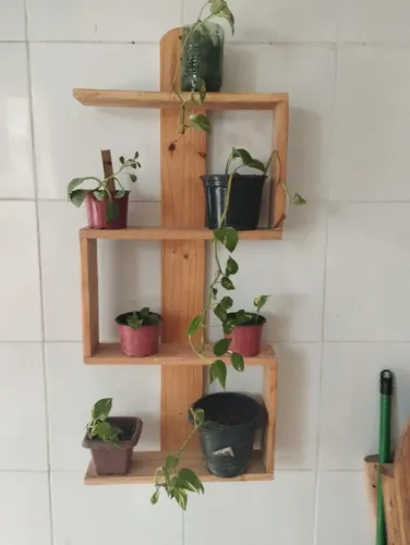 Prateleira de madeira para plantas