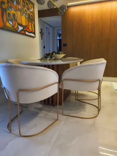 Jogo de cadeira de linho creme