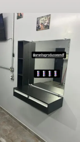 Balcão para Barbeiro em MDF Preto