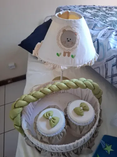 Kit SAFARI com abajur, cesta e porta algodão e cotonetes