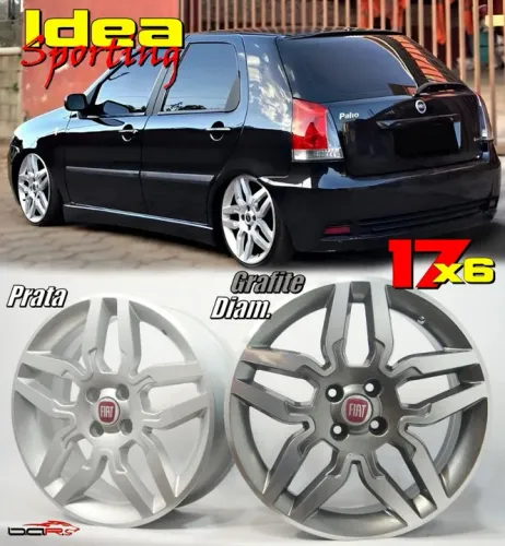 Rodas Fiat Aro 17 Prata e Grafite tala 6 4x98 jogo novo