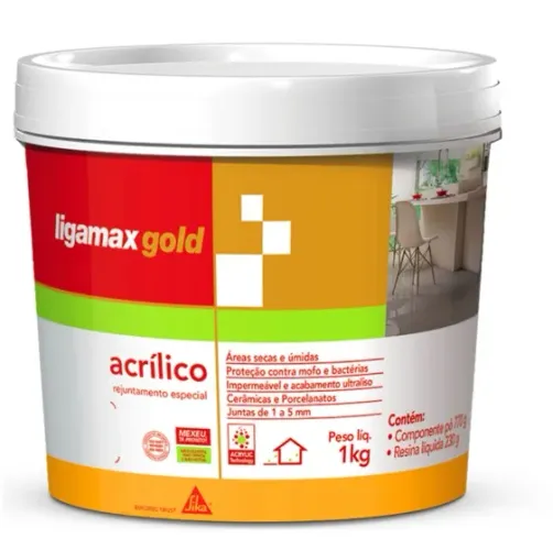 Rejunte Epoxi cinza 1 Kg LigaMax Gold Acrílico Cinza