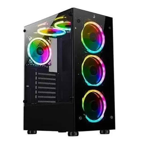 Gabinete Gamer Rise Mode Glass 06x, Mid Tower, ARGB, ATX, Lateral e Frente em Vidro, 6x Fa