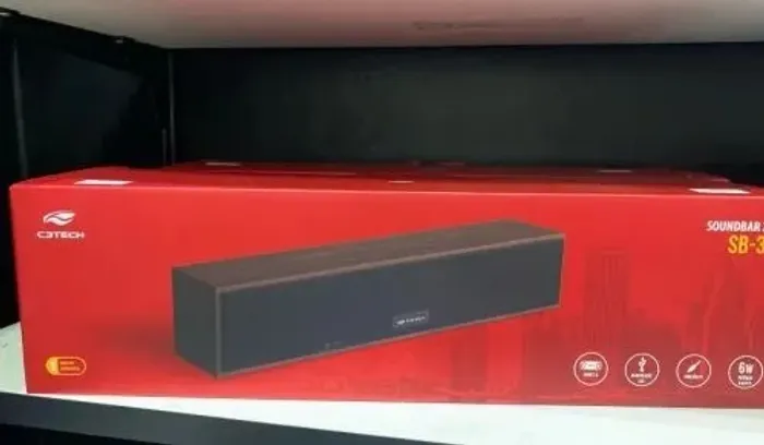 Caixa de Som Pc/Notebook Soundbar C3Tech SB-30BK 2.0 - P2 -Alimentação USB 6W Loja COimbra