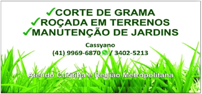 Serviços de Corte de Grama, roçadas em terreno, Pequenas podas, Jardinagem e aplicação de