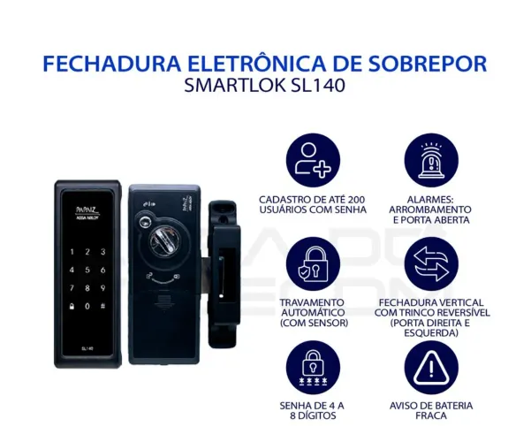 Fechadura Eletrônica Smartlok SL140 + Instalação - Segurança e praticidade