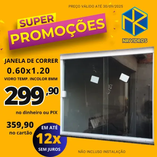 Janela 60x120 2 folhas incolor 8mm