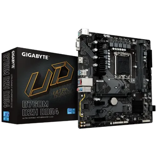Placa Mãe Gigabyte B760 M D2H, 1700, DDR4, 12 e 13 Geração, 2 Slots NVME, Nova, Lacrada